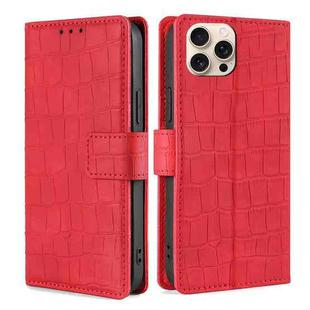 For iPhone 16 Pro Max Skin Feel Crocodile Magnetic Clasp Leather Phone Case(Red)