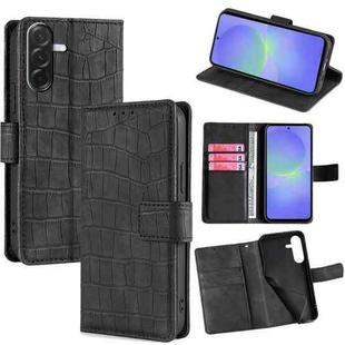For Samsung Galaxy A36 5G Skin Feel Crocodile Magnetic Clasp Leather Phone Case(Black)