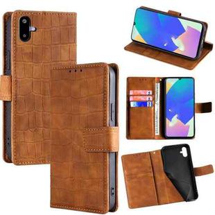 For Samsung Galaxy F06 5G Skin Feel Crocodile Magnetic Clasp Leather Phone Case(Brown)