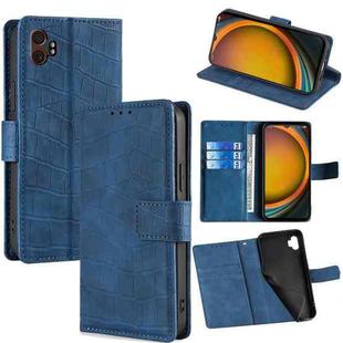 For Samsung Galaxy Xcover 7 Pro 5G Skin Feel Crocodile Magnetic Clasp Leather Phone Case(Blue)