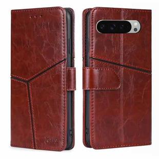 For Google Pixel 9 Pro XL Geometric Stitching Leather Phone Case(Dark Brown)