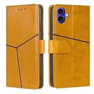 For iPhone 16 Geometric Stitching Leather Phone Case(Yellow)