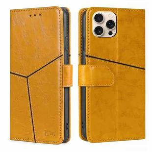 For iPhone 16 Pro Max Geometric Stitching Leather Phone Case(Yellow)