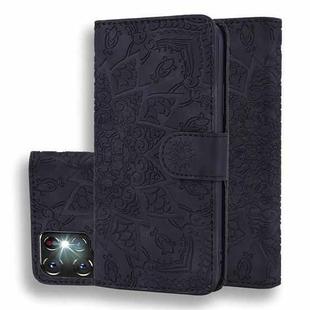 For Samsung Galaxy S24 Ultra 5G Mandala Embossed Dual-Fold Calf Leather Phone Case(Black)