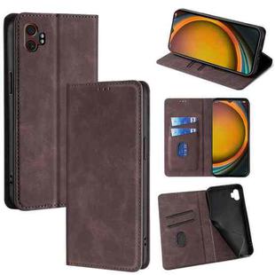 For Samsung Galaxy Xcover 7 Pro 5G Skin Feel Magnetic Leather Phone Case(Dark Brown)