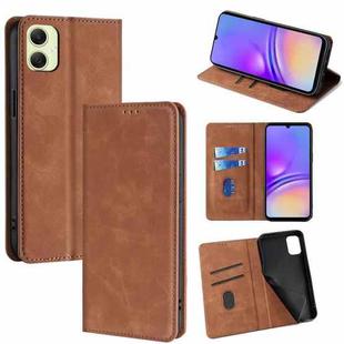 For Samsung Galaxy A05 4G Skin Feel Magnetic Leather Phone Case(Light Brown)