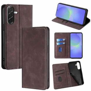 For Samsung Galaxy A36 5G Skin Feel Magnetic Leather Phone Case(Dark Brown)