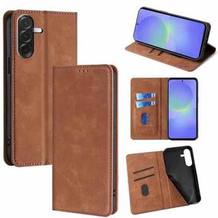 For Samsung Galaxy A36 5G Skin Feel Magnetic Leather Phone Case(Light Brown)