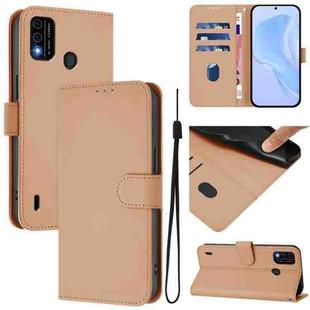 For OPPO A98 5G / F23 5G India Skin Feel Solid Color Leather Phone Case with Lanyard(Nude)