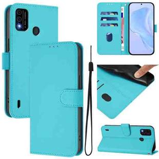 For OPPO A98 5G / F23 5G India Skin Feel Solid Color Leather Phone Case with Lanyard(Lake Blue)