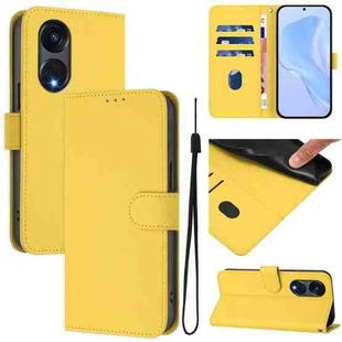 For OPPO A1 Pro 5G Skin Feel Solid Color Leather Phone Case with Lanyard(Lemon Yellow)