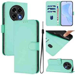 For OPPO A2 Pro 5G Global Skin Feel Solid Color Leather Phone Case with Lanyard(Mint Green)