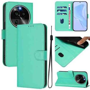 For OPPO Find X6 Pro Skin Feel Solid Color Leather Phone Case with Lanyard(Green)