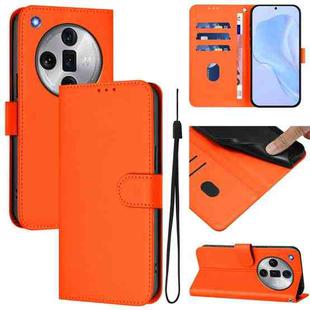 For OPPO Find X7 Ultra Skin Feel Solid Color Leather Phone Case with Lanyard(Orange)