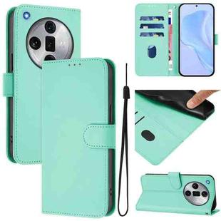 For OPPO Find X7 Ultra Skin Feel Solid Color Leather Phone Case with Lanyard(Mint Green)