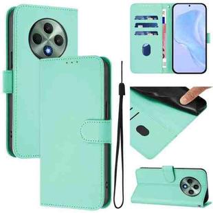 For OPPO Reno12 F Global Skin Feel Solid Color Leather Phone Case with Lanyard(Mint Green)