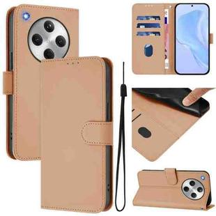 For OPPO Find X8 Skin Feel Solid Color Leather Phone Case with Lanyard(Nude)