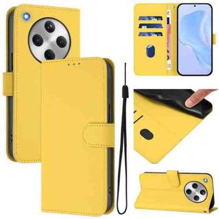 For OPPO Find X8 Skin Feel Solid Color Leather Phone Case with Lanyard(Lemon Yellow)