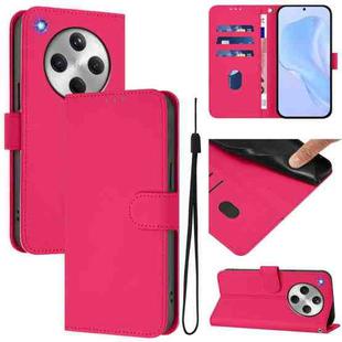 For OPPO Find X8 Skin Feel Solid Color Leather Phone Case with Lanyard(Rose Red)