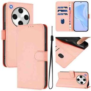 For OPPO Find X8 Pro Skin Feel Solid Color Leather Phone Case with Lanyard(Pink)