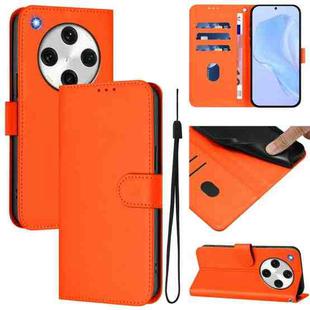 For OPPO Find X8 Pro Skin Feel Solid Color Leather Phone Case with Lanyard(Orange)
