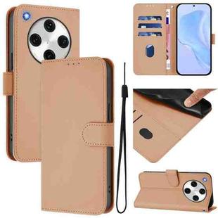 For OPPO Find X8 Pro Skin Feel Solid Color Leather Phone Case with Lanyard(Nude)
