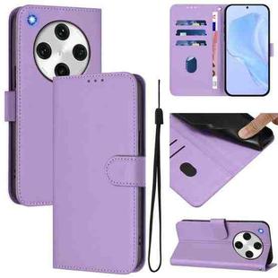For OPPO Find X8 Pro Skin Feel Solid Color Leather Phone Case with Lanyard(Lavender Purple)