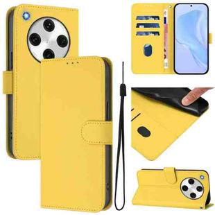 For OPPO Find X8 Pro Skin Feel Solid Color Leather Phone Case with Lanyard(Lemon Yellow)