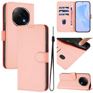 For OPPO A5 Pro China Skin Feel Solid Color Leather Phone Case with Lanyard(Pink)