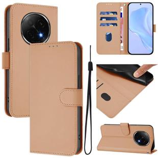 For OPPO A5 Pro China Skin Feel Solid Color Leather Phone Case with Lanyard(Nude)