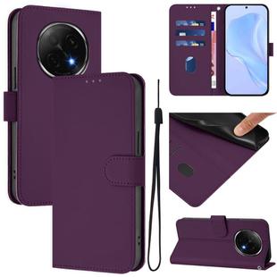 For OPPO A5 Pro China Skin Feel Solid Color Leather Phone Case with Lanyard(Violet)