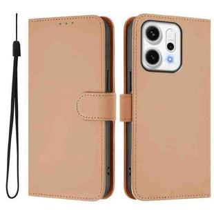 For OPPO Reno14 Pro 5G Global Skin Feel Solid Color Leather Phone Case with Lanyard(Nude)
