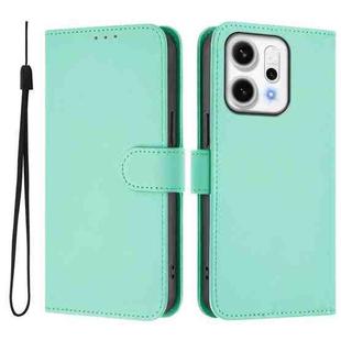 For OPPO Reno14 Pro 5G Global Skin Feel Solid Color Leather Phone Case with Lanyard(Mint Green)