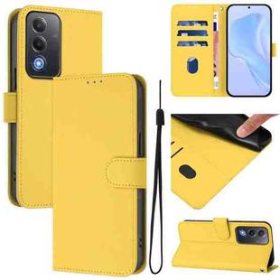 For OPPO A5 5G Global / A3 Pro 5G Global Skin Feel Solid Color Leather Phone Case with Lanyard(Lemon Yellow)