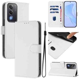 For OPPO A5 5G Global / A3 Pro 5G Global Skin Feel Solid Color Leather Phone Case with Lanyard(White)