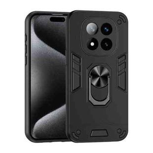 For Redmi Note 14 Pro+ 5G Shockproof Metal Ring Holder Phone Case(Black)
