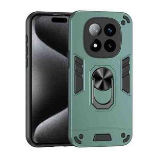 For Redmi Note 14 Pro+ 5G Shockproof Metal Ring Holder Phone Case(Green)