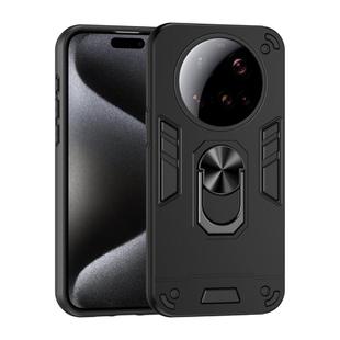 For Xiaomi 15 Ultra Shockproof Metal Ring Holder Phone Case(Black)