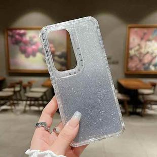 For OPPO Reno12 5G Global TPU + PC + Glitter Paper Full Coverage Phone Case(Grey)