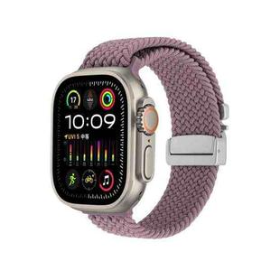 For Apple Watch 46mm / 49mm / 45mm / 44mm Snap Button Braided Watch Band(Smoky Purple)