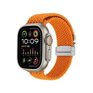 For Apple Watch 46mm / 49mm / 45mm / 44mm Snap Button Braided Watch Band(Orange)