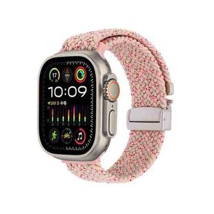 For Apple Watch 46mm / 49mm / 45mm / 44mm Snap Button Braided Watch Band(Starlight Pink)