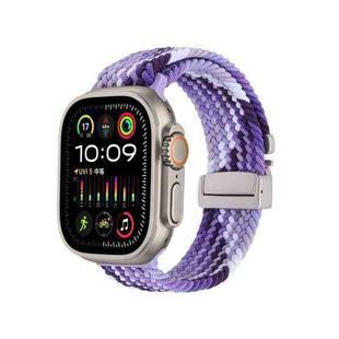 For Apple Watch 46mm / 49mm / 45mm / 44mm Snap Button Braided Watch Band(Colorful Purple)