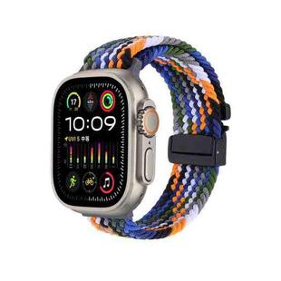 For Apple Watch 46mm / 49mm / 45mm / 44mm Snap Button Braided Watch Band(Denim)