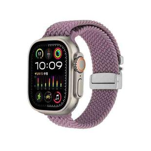 For Apple Watch 42mm / 41mm / 40mm / 38mm Snap Button Braided Watch Band(Smoky Purple)