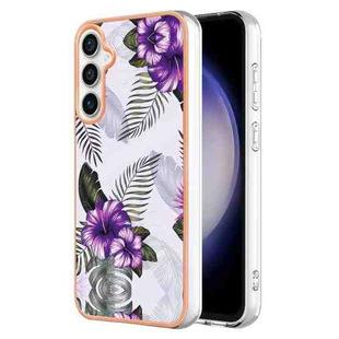 For Samsung Galaxy S24 FE 5G Electroplating IMD TPU Phone Case(Purple Flower)