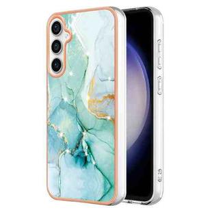 For Samsung Galaxy S24 FE 5G Electroplating Marble Pattern Dual-side IMD TPU Shockproof Phone Case(Green 003)