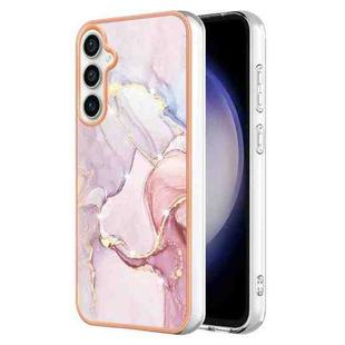 For Samsung Galaxy S24 FE 5G Electroplating Marble Pattern Dual-side IMD TPU Shockproof Phone Case(Rose Gold 005)