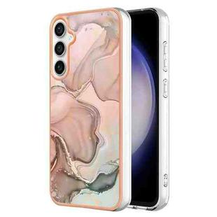 For Samsung Galaxy S24 FE 5G Electroplating Marble Dual-side IMD Phone Case(Rose Gold 015)