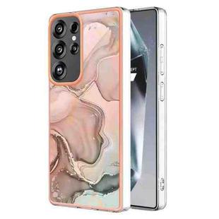 For Samsung Galaxy S25 Ultra 5G Electroplating Marble Dual-side IMD Phone Case(Rose Gold 015)